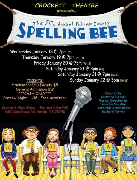 Crockett Theatre Presents SPELLING BEE Jan. 18-22