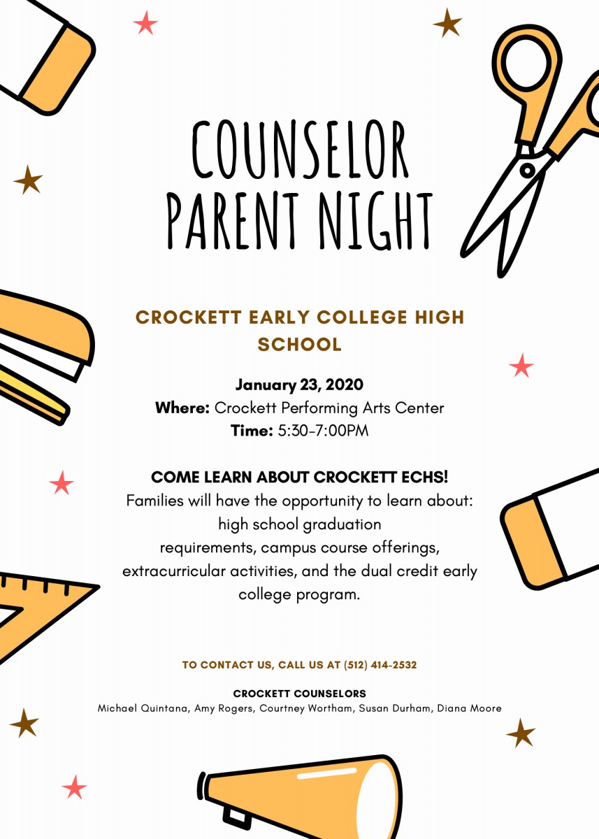 Counselor-Parent Night January 23, 5:30-7:00