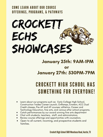 Crockett ECHS Showcase Flyer (English)