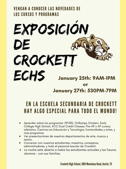 Crockett ECHS Showcase Flyer (Spanish)
